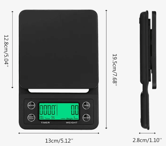 Coffee scale dimensions