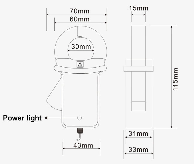 DC clamp current transformer dimension