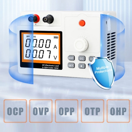 DC electronic load with 5 major protections