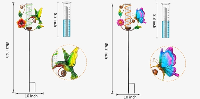 Decorative rain gauge size