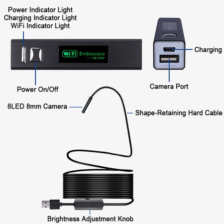 Detachable wifi industrial endoscope cable options