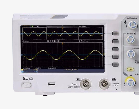 Detail of 20 mhz digital storage oscillscope