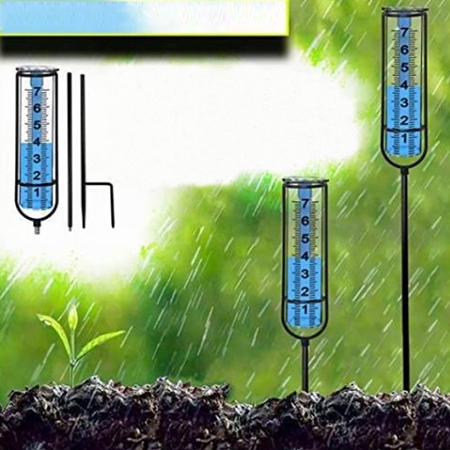 Outdoor glass rain gauge detail