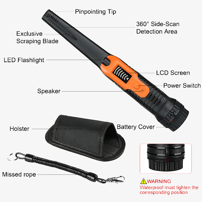 Detail of 5-6 cm handheld metal detector