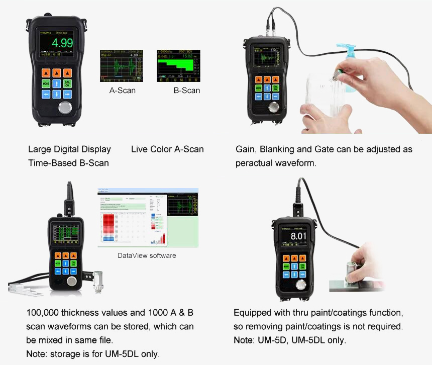 Digital A&B Scan ultrasonic thickness gauge details