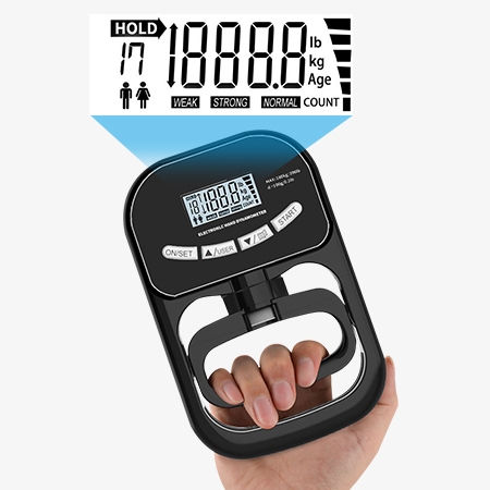 Digital grip strength dynamometer with clear lcd display