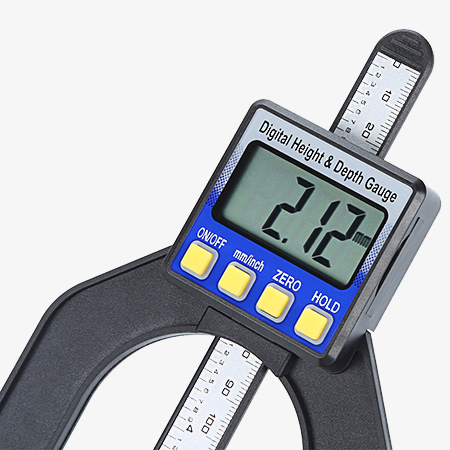 Digital height and depth gauge detail