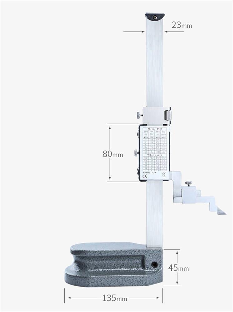 Digital height gauge dimension