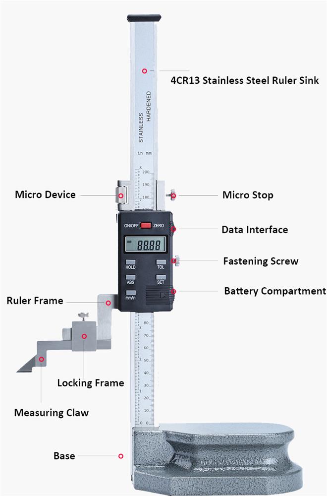 Digital height gauge structure