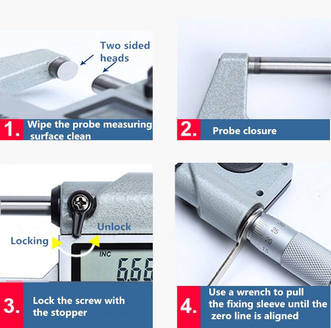Digital micrometer screw gauge zeroing