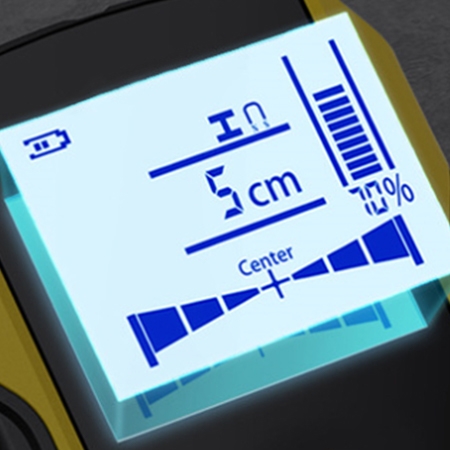 Digital stud detector with backlit display