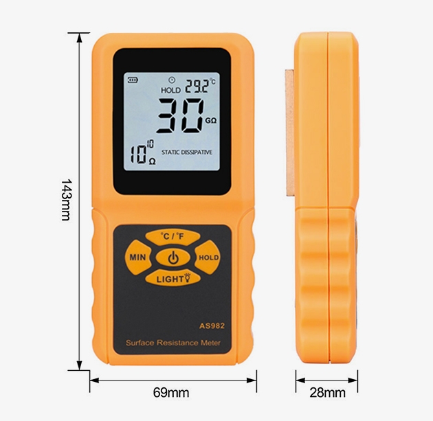 Digital surface resistance meter dimension