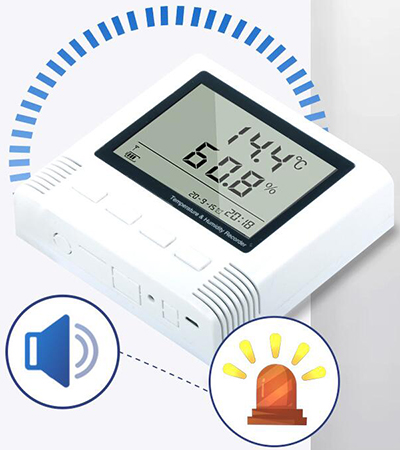 Digital temperature and humidity data logger with alarm function