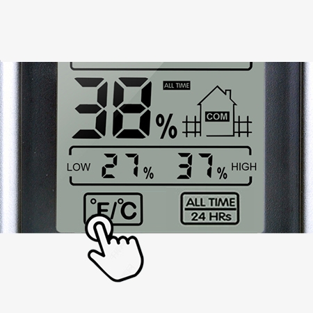 Digital thermometer hygrometer with a touch screen