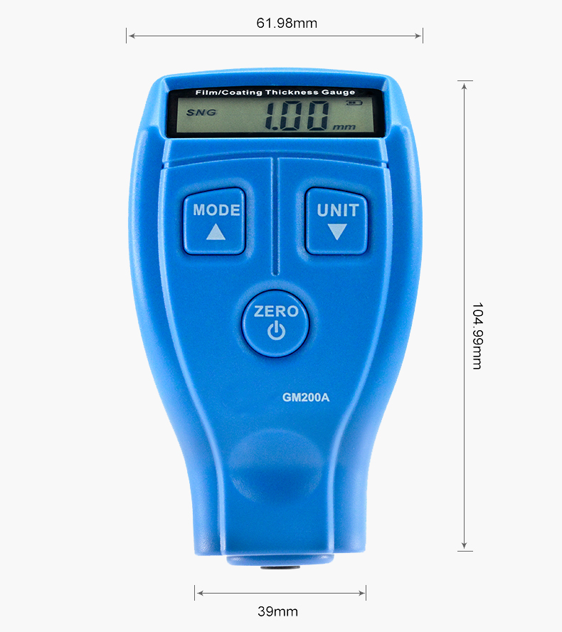 0-1800 um digital coating thickness gauge dimension