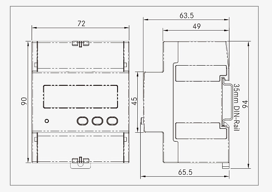 1-phase digital kwh energy meter dimension