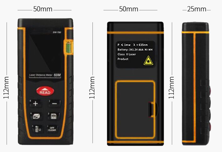 Laser distance meter dimension