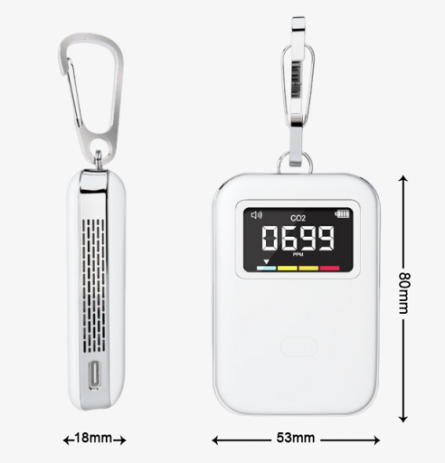 Mini CO2 air quality monitor dimension