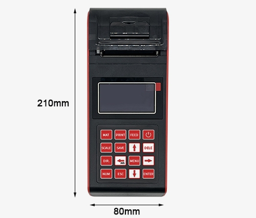 Dimensions of portable Leeb hardness tester with printer