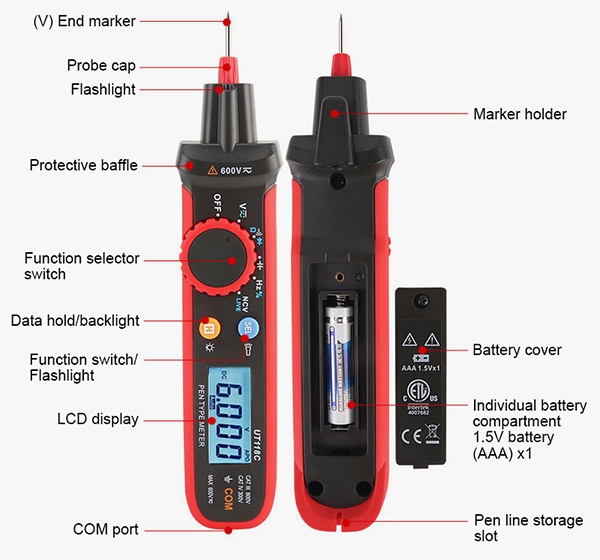 Pen type digital multimeter display