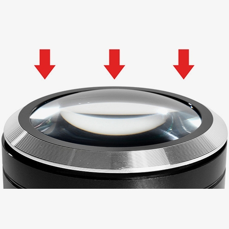 Dome magnifier press switch