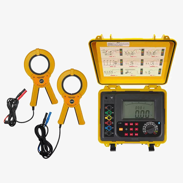 Double clamp earth resistance tester