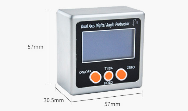 Dual axis digital protractor dimension