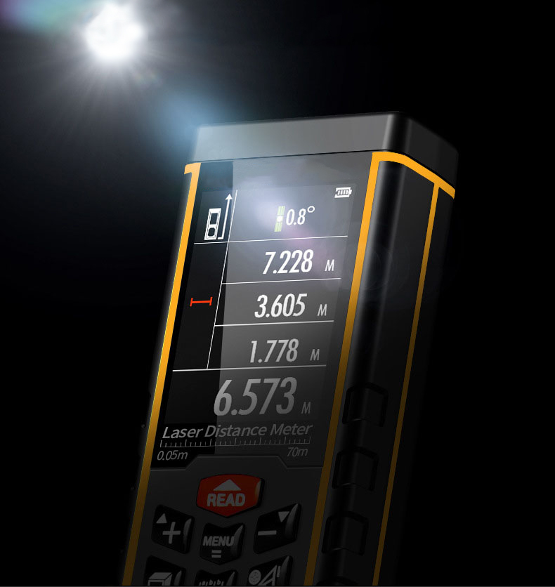 Detail of 80m laser distance meter with camera