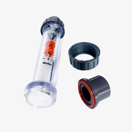 Float flow meter for liquid disassembly display