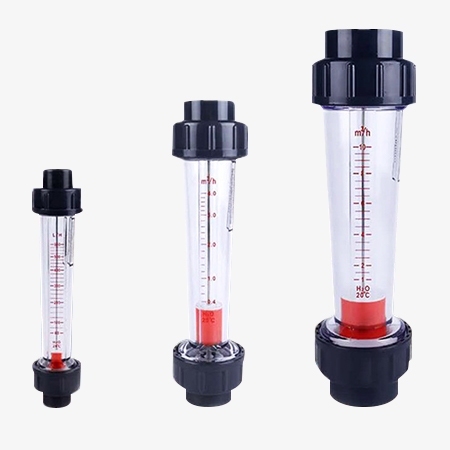 Float flow meter for liquid size