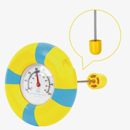 Floating pool thermometer with analog dial display