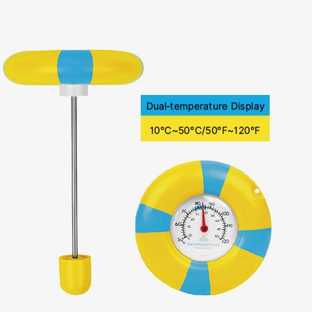 Floating pool thermometer with dual temperature scale