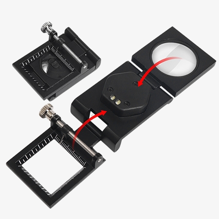 Folding magnifying glass three-fold collapsible design