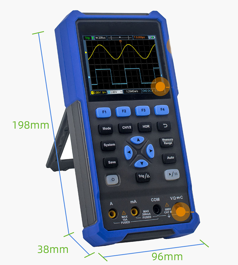 Dimension of handheld oscilloscope