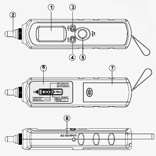 Handheld pen vibration meter details
