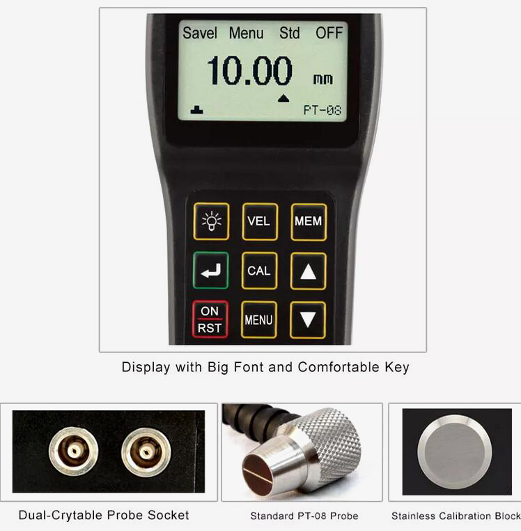 Handheld ultrasonic thickness tester details