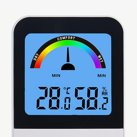 Indoor digital thermometer hygrometer equipped with visual arrow guidance
