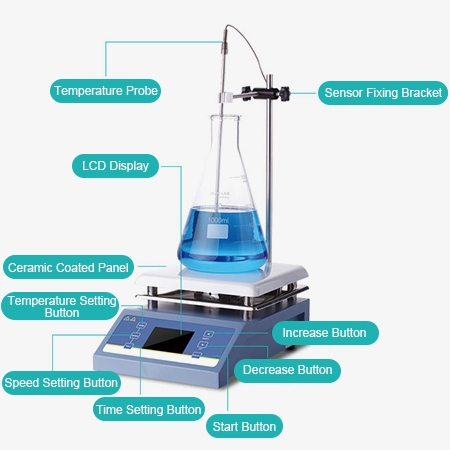 Lab digital heated magnetic stirrer 5l front view