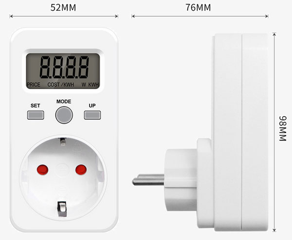 LCD display socket power meter dimension