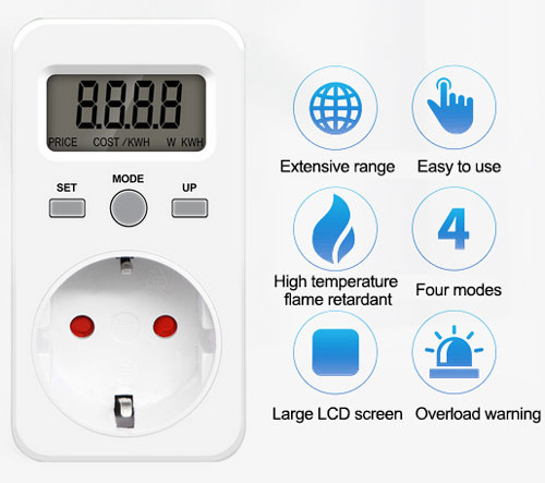 LCD display socket power meter