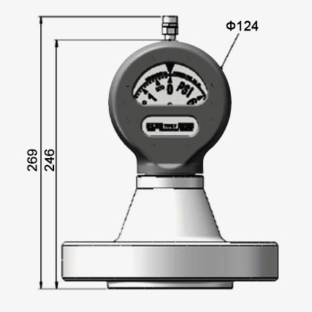 Liquid filled pressure gauge front structure diagram
