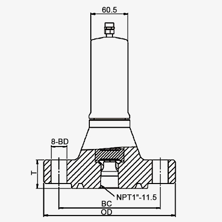 Liquid filled pressure gauge side structure diagram