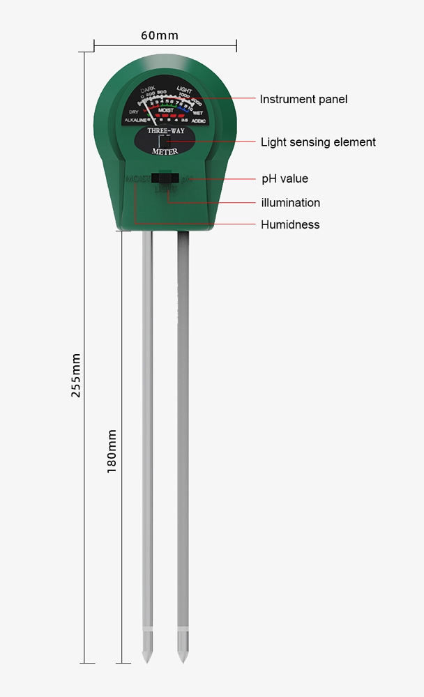 Long probe soil moisture meter dimension