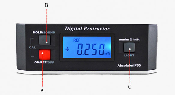 Magnetic protractor button function
