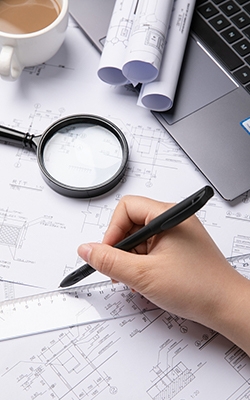 Magnifying glass for drawing and blueprints