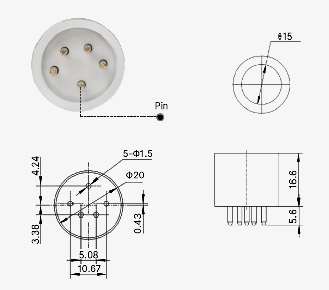 Methane gas sensor dimension