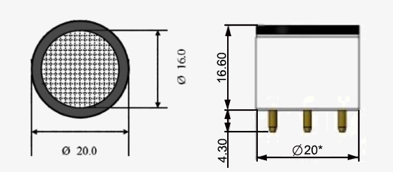 Methanol gas sensor dimension
