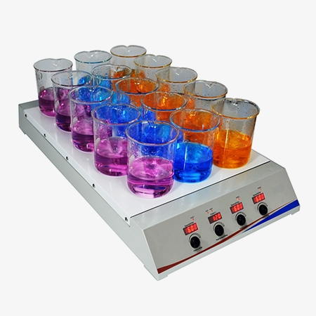 Multi-position heated magnetic stirrer 15-position