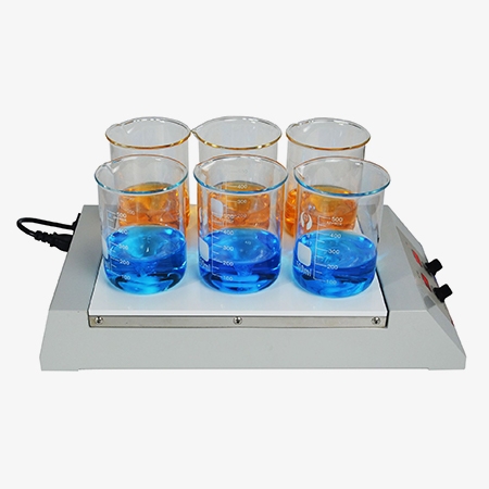 Multi-position heated magnetic stirrer 6-position