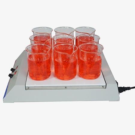 Multi-position heated magnetic stirrer 9-position